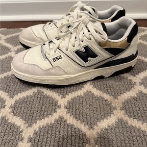 New Balance Womens 550 Beige and Black Sneakers